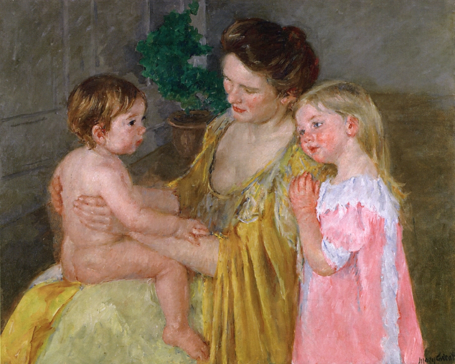 Mother and Two Children - Mary Cassatt Painting on Canvas